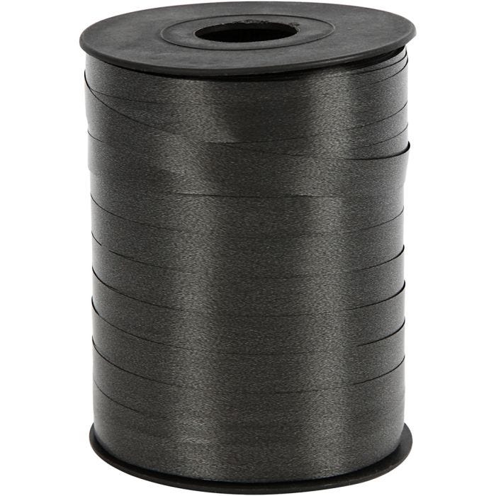 Ruban cadeau, L : 10 mm, brillante, noir, 250m/ 1 rouleau