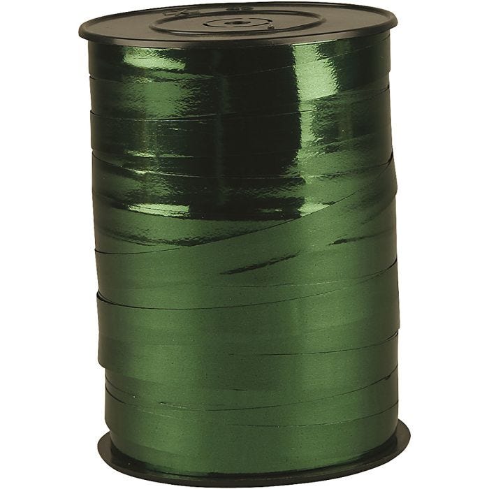 Ruban cadeau, L : 10 mm, brillante, vert métallique, 250m/ 1 rouleau