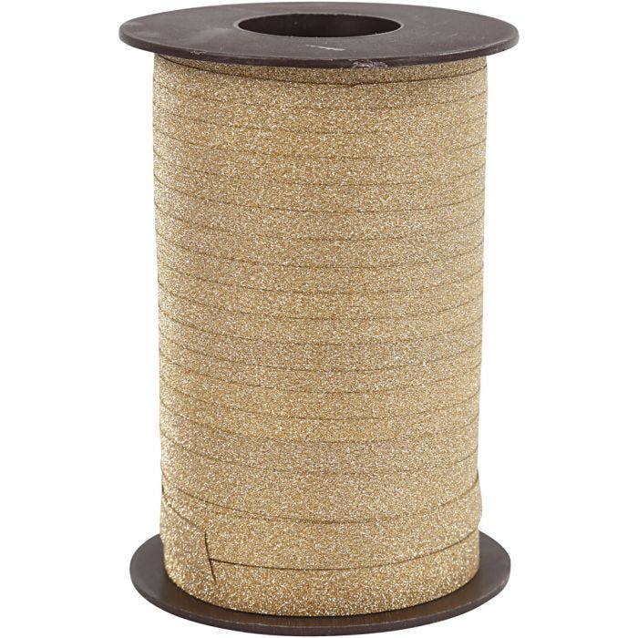 Ruban cadeau, L : 10 mm, paillettes, or, 100m/ 1 rouleau