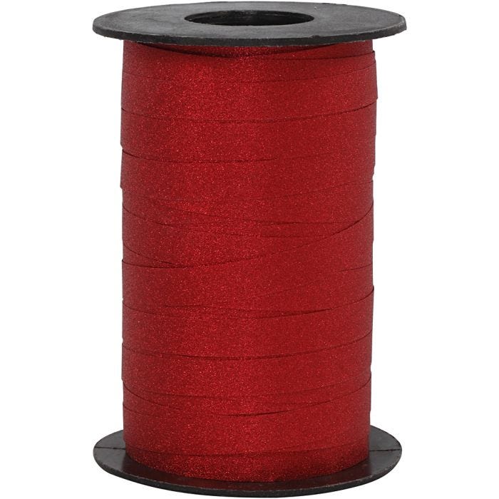 Ruban cadeau, L : 10 mm, paillettes, rouge, 100m/ 1 rouleau
