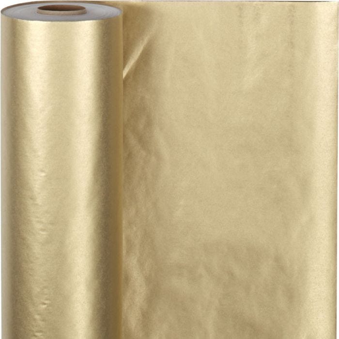 Papier cadeau, L : 50 cm, 60 gr, or, 100m/ 1 rouleau