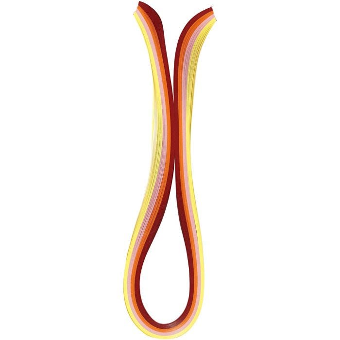 Bandes pour quilling, L : 78 cm, L : 5 mm, 120 gr, orange, rose, rouge, jaune, 100 pièces/ 1 Pq.