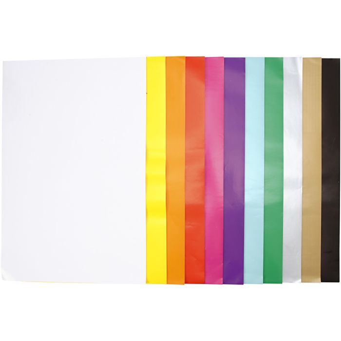 Papier glacé, feuille 32x48 cm, 80 gr, ass. de couleurs, 11x25flles/ 1 Pq.