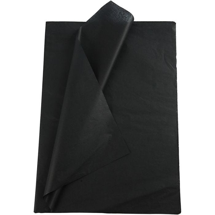 Papier de soie, feuille 50x70 cm, 17 gr, noir, 25flles/ 1 Pq.
