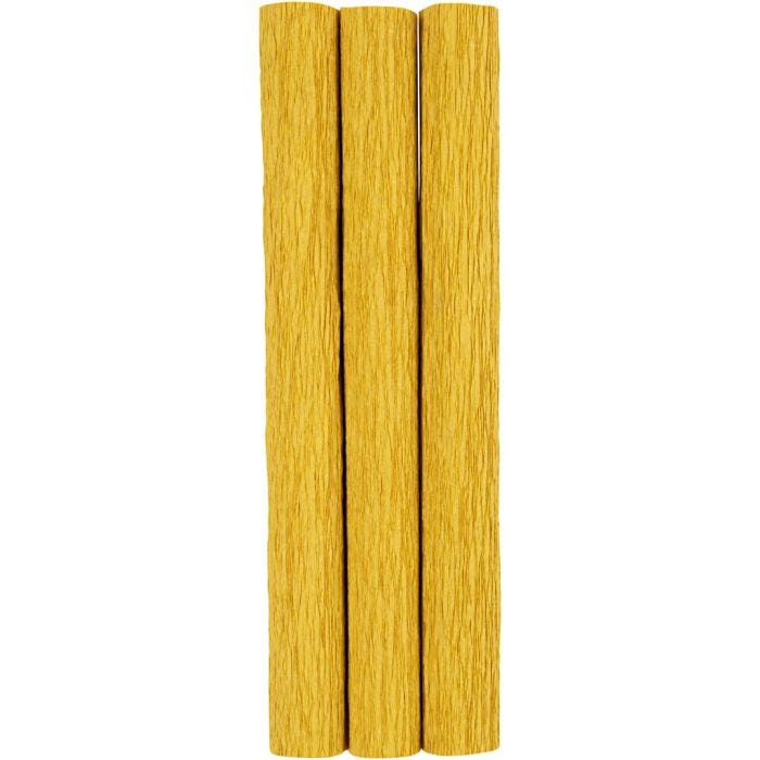 Papier crépon, feuille 25x60 cm, Crêpé à 180%, 105 gr, curry, 3flles/ 1 Pq.