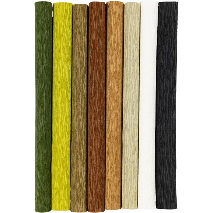 Papier Crépon, feuille 25x60 cm, Crêpé à 180%, 105 gr, naturel, 8 flles/ 1 Pq.