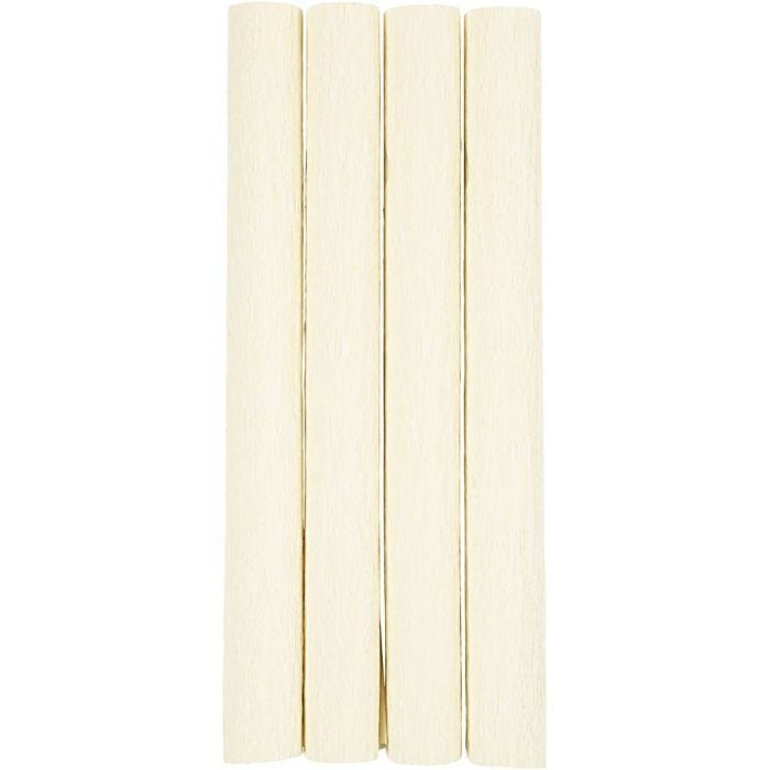Papier Crépon, feuille 25x60 cm, Crêpé à 180%, 105 gr, blanc cassé, 4 flles/ 1 Pq.