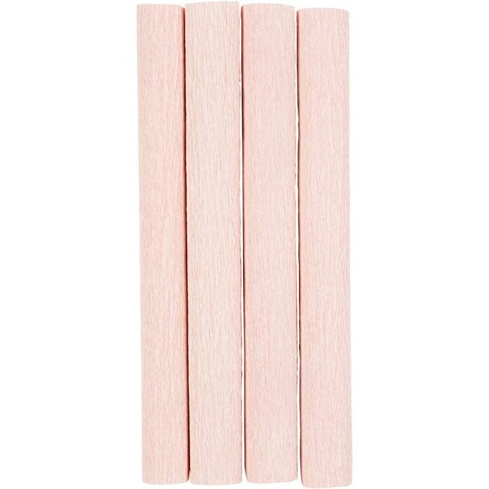 Papier Crépon, feuille 25x60 cm, Crêpé à 180%, 105 gr, rose clair, 4 flles/ 1 Pq.