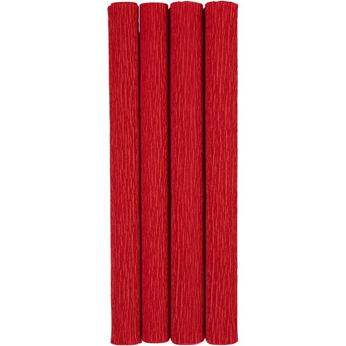 Papier Crépon, feuille 25x60 cm, Crêpé à 180%, 105 gr, rouge, 4 flles/ 1 Pq.