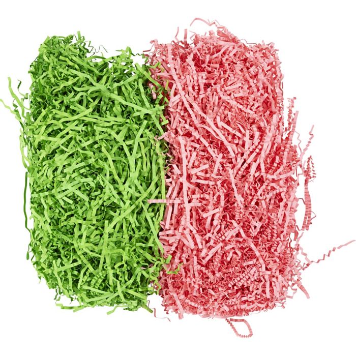 Frisure de Papier, L : 25-30 cm, L : 3 mm, vert foncé, rose, 2x50 gr/ 1 Pq.