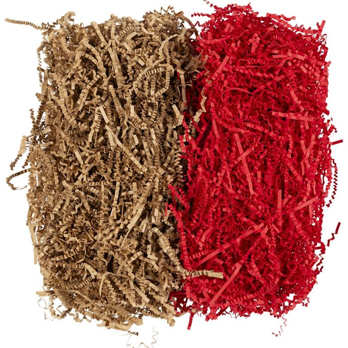 Frisure de Papier, L : 25-30 cm, L : 3 mm, brun, rouge, 2x50 gr/ 1 Pq.