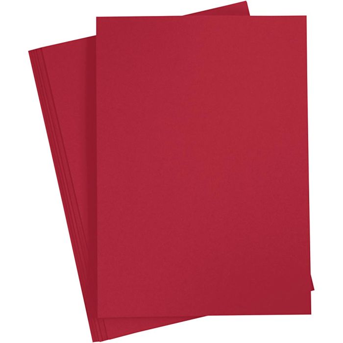 Papier Cartonné, A4, feuille 210x297 mm, 180 gr, rouge cerise, 20flles/ 1 Pq.