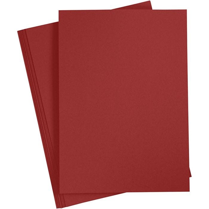 Papier Cartonné, A4, feuille 210x297 mm, 180 gr, rouge foncé, 20flles/ 1 Pq.