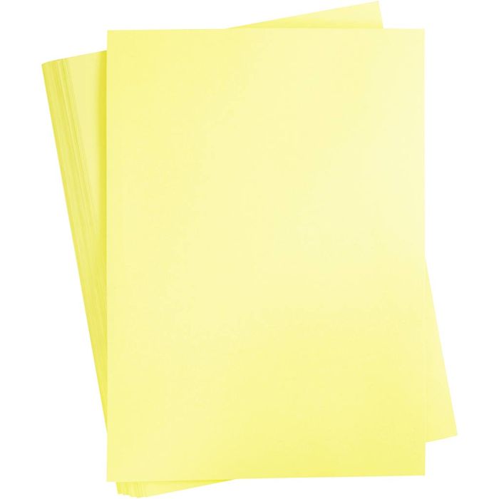 Papier Cartonné, A2, feuille 420x594 mm, 180 gr, jaune clair, 100flles/ 1 Pq.