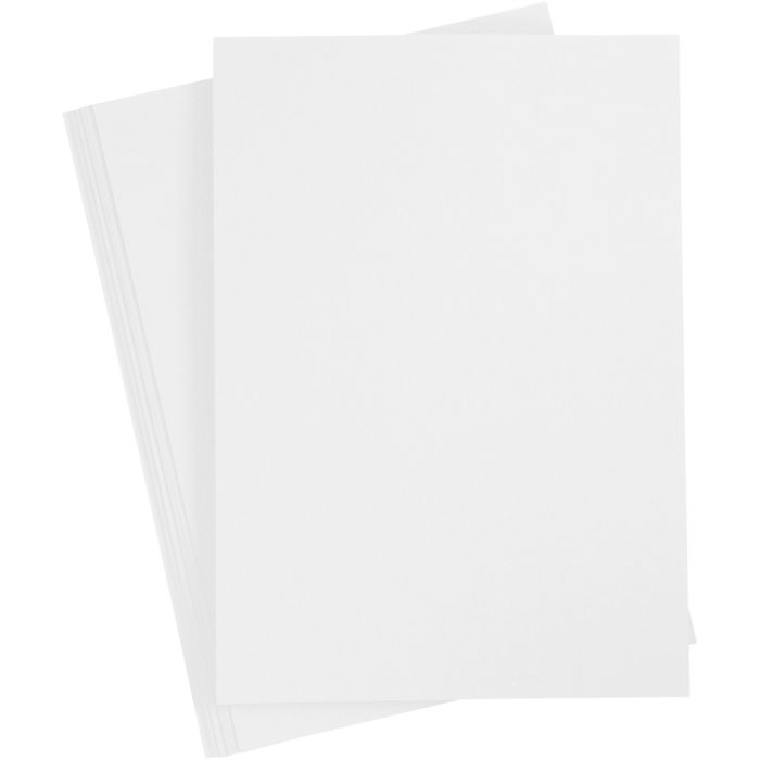 Papier cartonné coloré, A4, feuille 210x297 mm, 210-220 gr, blanc, 10flles/ 1 Pq.