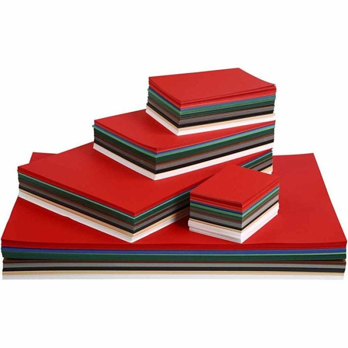 Papier Cartonné Noël, A2,A3,A4,A5,A6, 180 gr, ass. de couleurs, 1800flles ass./ 1 Pq.