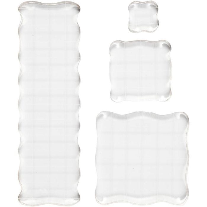Bloc acrylique, dim. 2,5x2,5+5x5+7,6x7,6+5x16,5 cm, ép. 1 cm, 4 pièces/ 1 Pq.