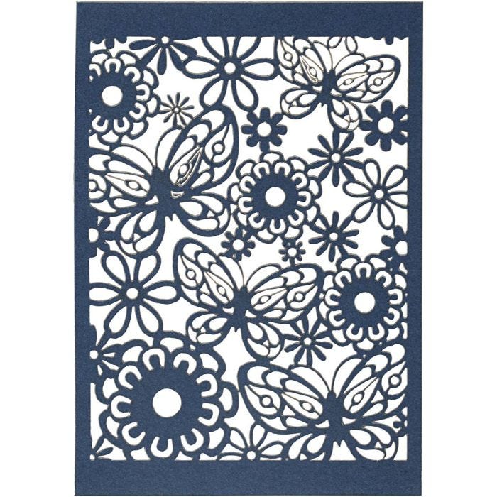 Papier cartonné motif dentelle, feuille 10,5x15 cm, 200 gr, bleu, 10 pièces/ 1 Pq.