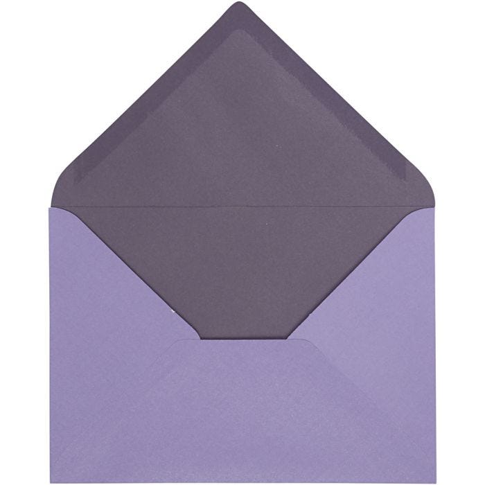 Enveloppe, dimension enveloppes 11,5x16 cm, 100 gr, violet foncé/violet, 10pièces/ 1 Pq.