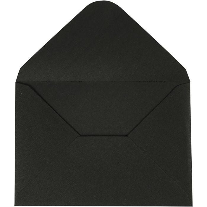 Enveloppes, dimension enveloppes 11,5x16 cm, 110 gr, noir, 10 pièces/ 1 Pq.
