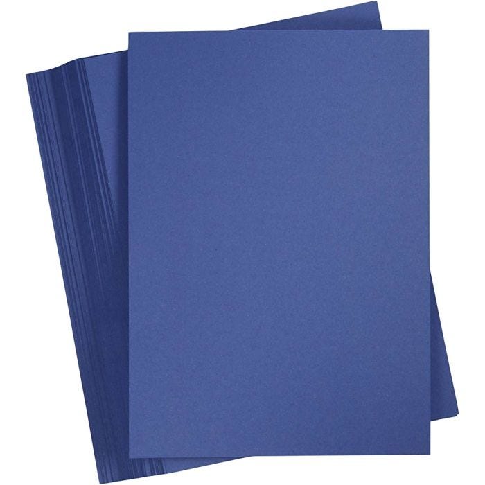 Papier Cartonné, A4, feuille 210x297 mm, 180 gr, bleu foncé, 100flles/ 1 Pq.