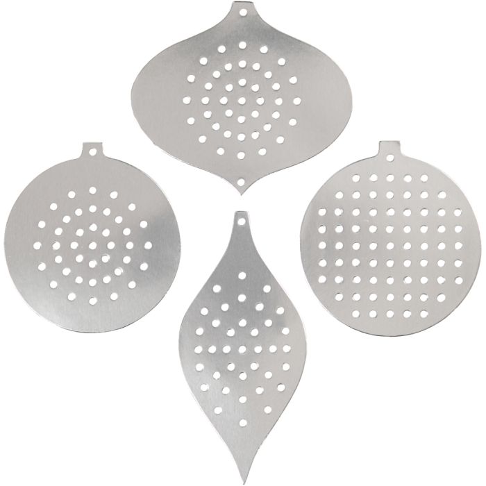 Papier cartonné pour point de croix, décoration de Noël, H : 8,5-12 cm, diamètre intérieur 3 mm, argent métallique, 8 pièces/ 1 Pq.