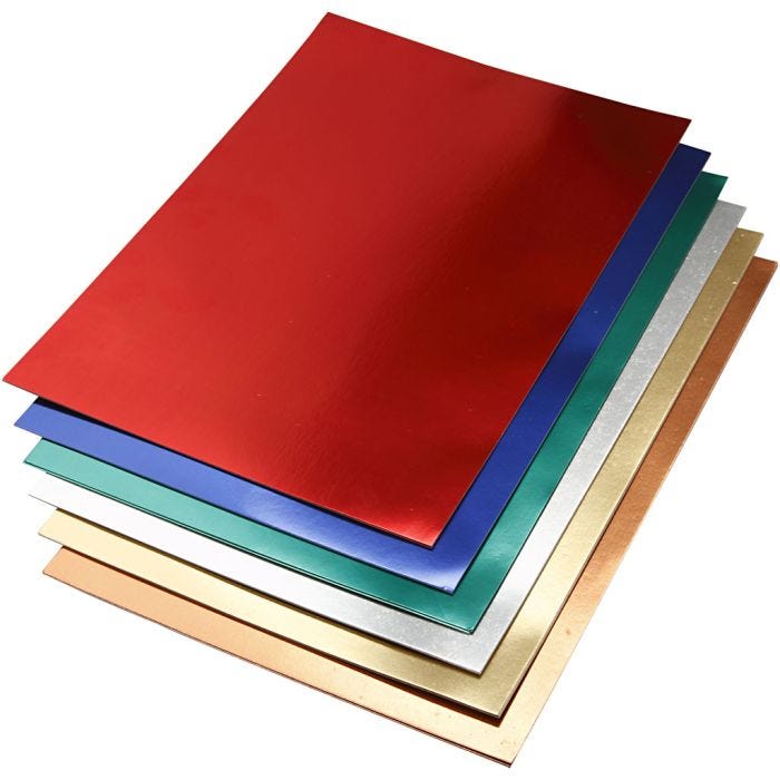Papier métallisé, A2, feuille 420x594 mm, 280 gr, ass. de couleurs, 30flles ass./ 1 Pq.