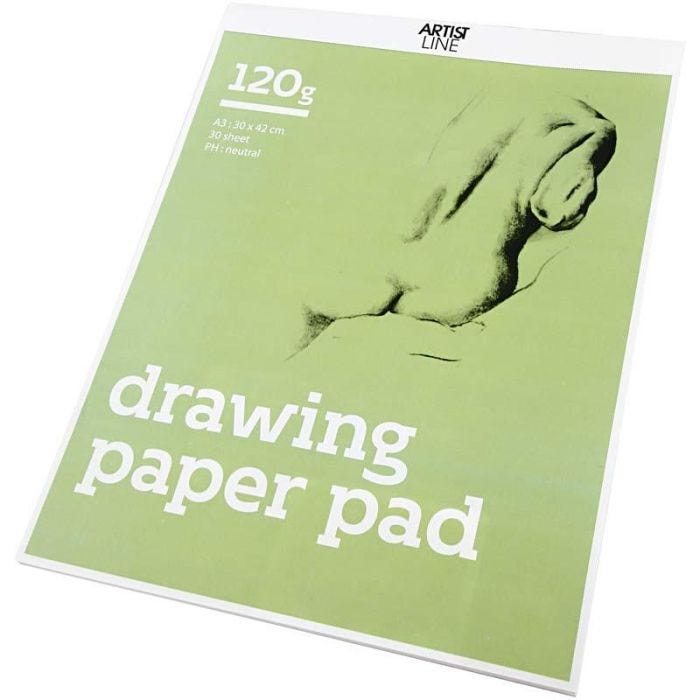 Bloc à dessin, A3, feuille 297x420 mm, 120 gr, blanc, 30flles/ 1 Pq.