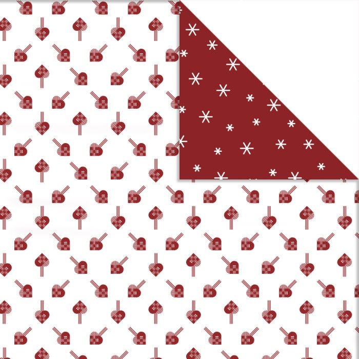 Papier Design, Coeurs et cristaux de glace, feuille 30,5x30,5 cm, 180 gr, 3flles/ 1 Pq.