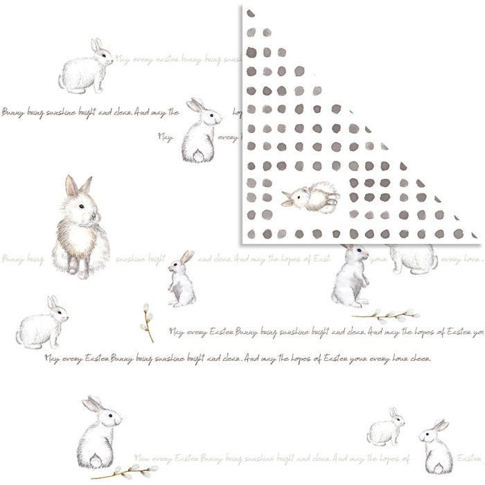 Papier Design, lapin, feuille 30,5x30,5 cm, 180 gr, 5 flles/ 1 Pq.
