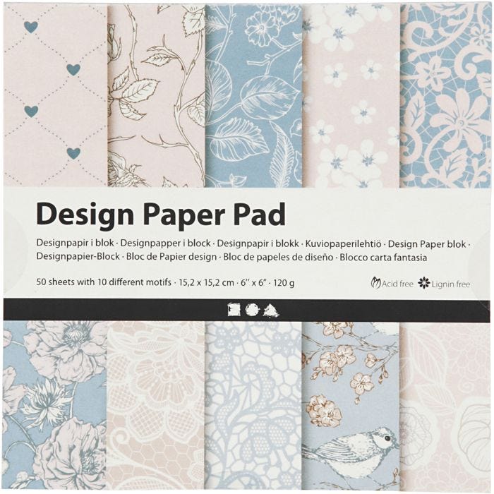 Bloc de papier design, 120 gr, rose, 50 flles/ 1 Pq.