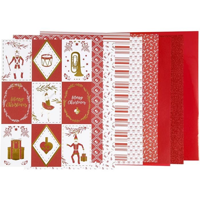 Bloc de papier design, dim. 21x30 cm, 120+128 gr, rouge, blanc, 24 flles/ 1 Pq.