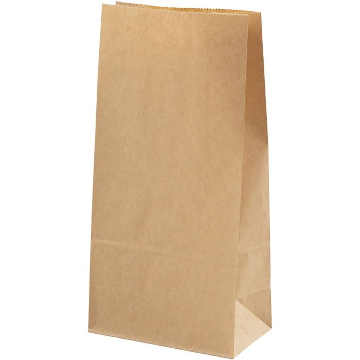 Sac en papier, H : 22.5 cm, dim. 6,5x11 cm, 50 gr, brun, 10 pièces/ 1 Pq.