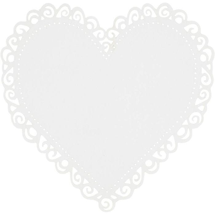 Coeur, dim. 85x85 mm, 240 gr, blanc, 10pièces/ 1 Pq.