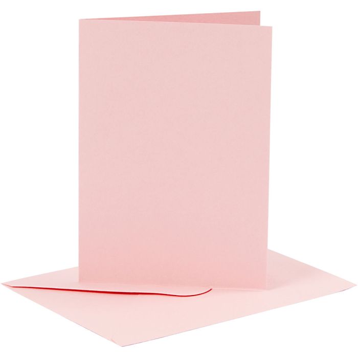 Cartes et enveloppes, dimension carte 10,5x15 cm, dimension enveloppes 11,5x16,5 cm, 110+220 gr, rose, 6set/ 1 Pq.