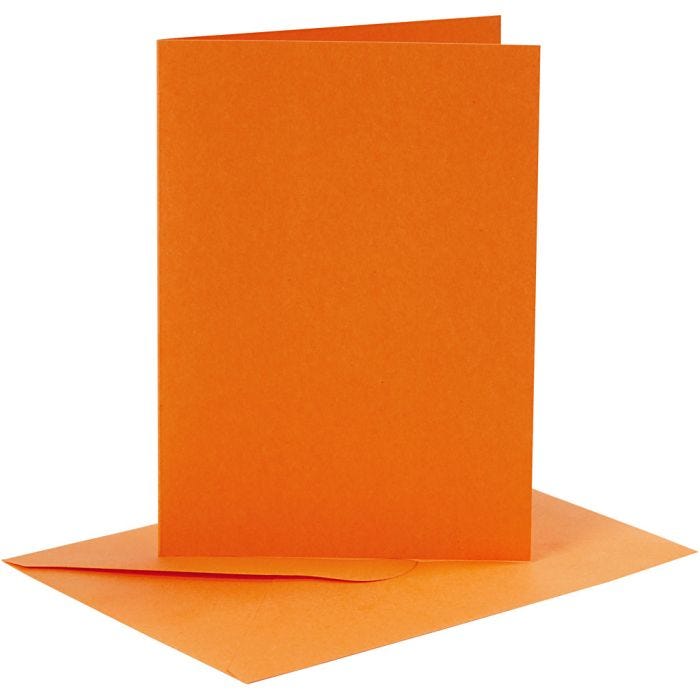 Cartes et enveloppes, dimension carte 10,5x15 cm, dimension enveloppes 11,5x16,5 cm, 110+220 gr, orange, 6set/ 1 Pq.