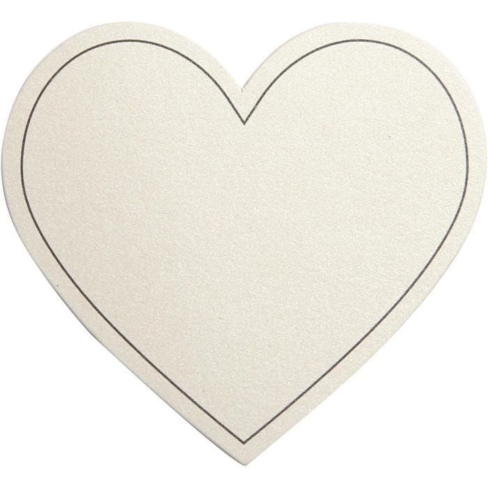 carte en Coeur, dim. 75x69 mm, 120 gr, blanc cassé, 10pièces/ 1 Pq.