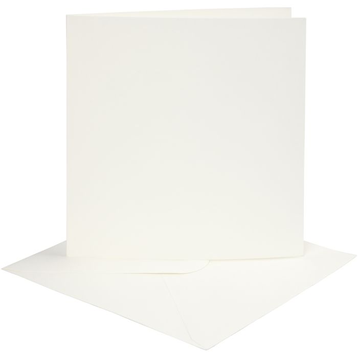 Cartes et enveloppes, dimension carte 15,2x15,2 cm, dimension enveloppes 16x16 cm, 220 gr, blanc cassé, 4set/ 1 Pq.