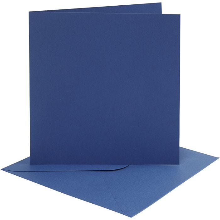 Cartes et enveloppes, dimension carte 15,2x15,2 cm, dimension enveloppes 16x16 cm, 220 gr, bleu, 4set/ 1 Pq.