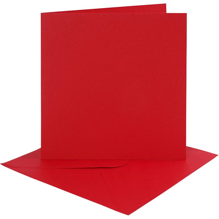 Cartes et enveloppes, dimension carte 15,2x15,2 cm, dimension enveloppes 16x16 cm, 230 gr, rouge, 4set/ 1 Pq.