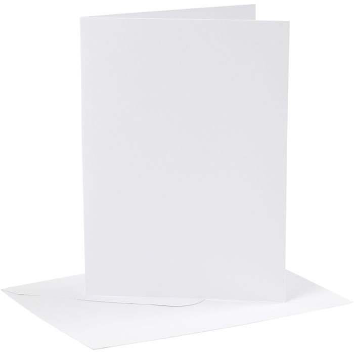 Cartes et enveloppes, dimension carte 12,7x17,8 cm, dimension enveloppes 13,3x18,5 cm, 230 gr, blanc, 4 set/ 1 Pq.