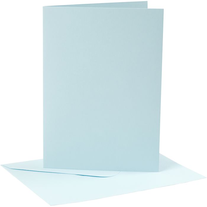 Cartes et enveloppes, dimension carte 12,7x17,8 cm, dimension enveloppes 13,3x18,5 cm, 220 gr, bleu clair, 4 set/ 1 Pq.