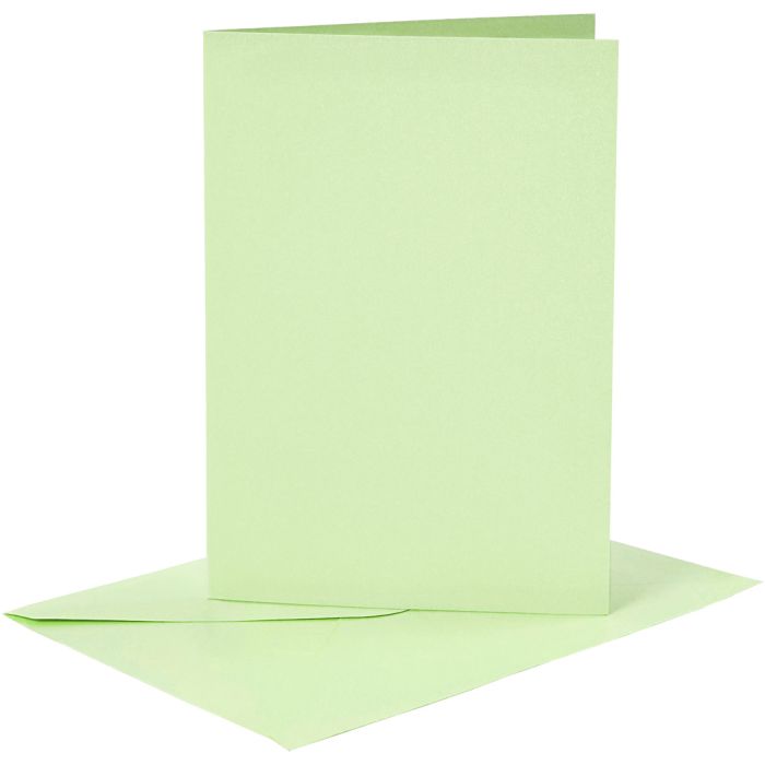Cartes et enveloppes, dimension carte 10,5x15 cm, dimension enveloppes 11,5x16,5 cm, 120+210 gr, vert clair, 6 set/ 1 Pq.