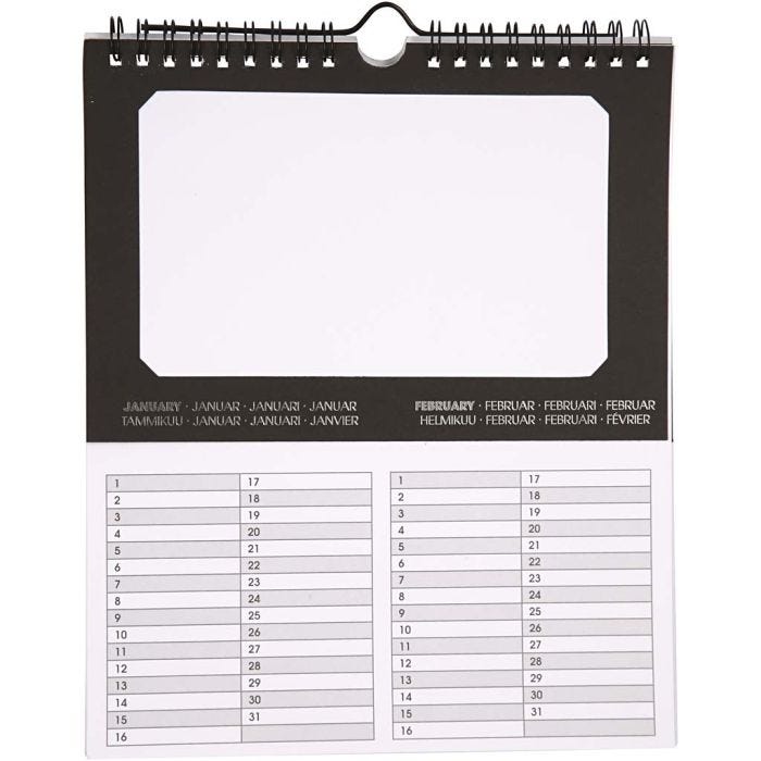 Calendrier d'anniversaires, dim. 19x23 cm, diamètre intérieur 15,3x9,2 cm, 180 gr, 5pièces/ 1 Pq.