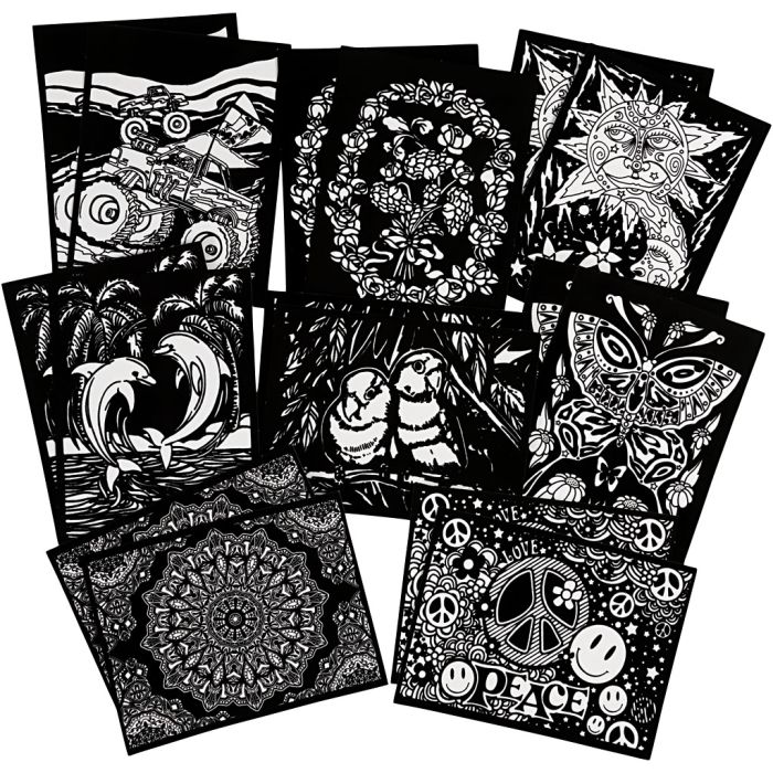 Images en velours, dim. 25x19 cm, 16 pièces/ 1 Pq.