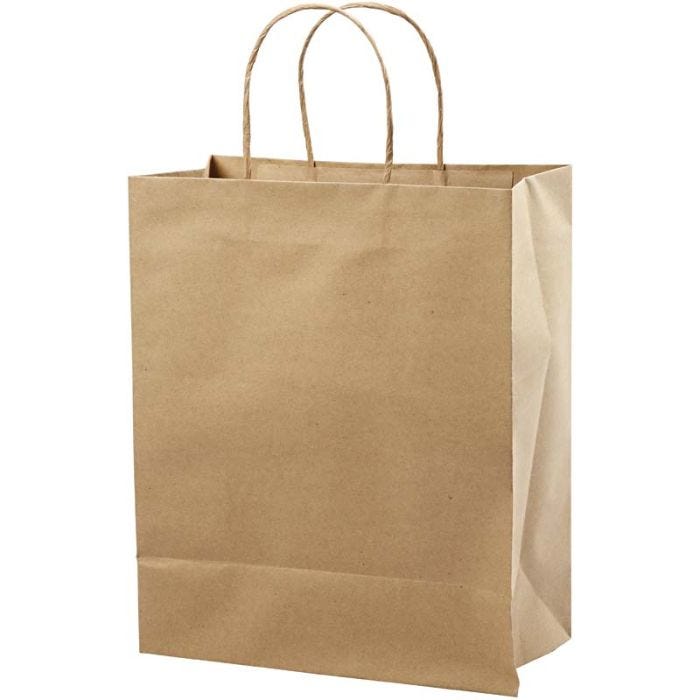 Sac en papier, H : 33 cm, L : 26x13 cm, 125 gr, brun, 10pièces/ 1 Pq.