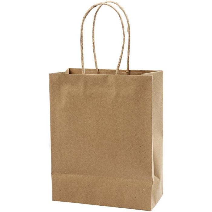 Sac en papier, H : 23 cm, L : 18x9 cm, 125 gr, brun, 10pièces/ 1 Pq.