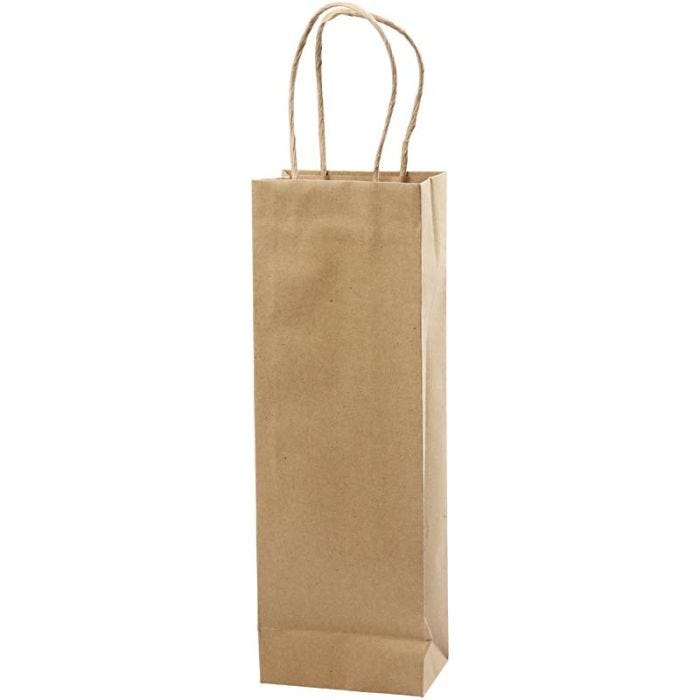 Sac en papier, H : 36 cm, L : 13x8 cm, 125 gr, brun, 10pièces/ 1 Pq.