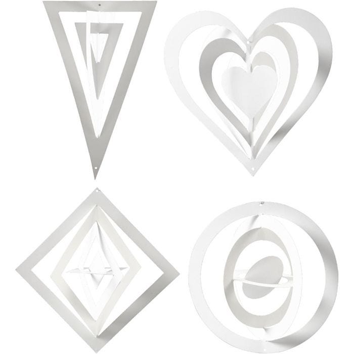 Ornements 3D, H : 18+22+24 cm, L : 15+18+22 cm, 230 gr, blanc, 16pièces/ 1 Pq.