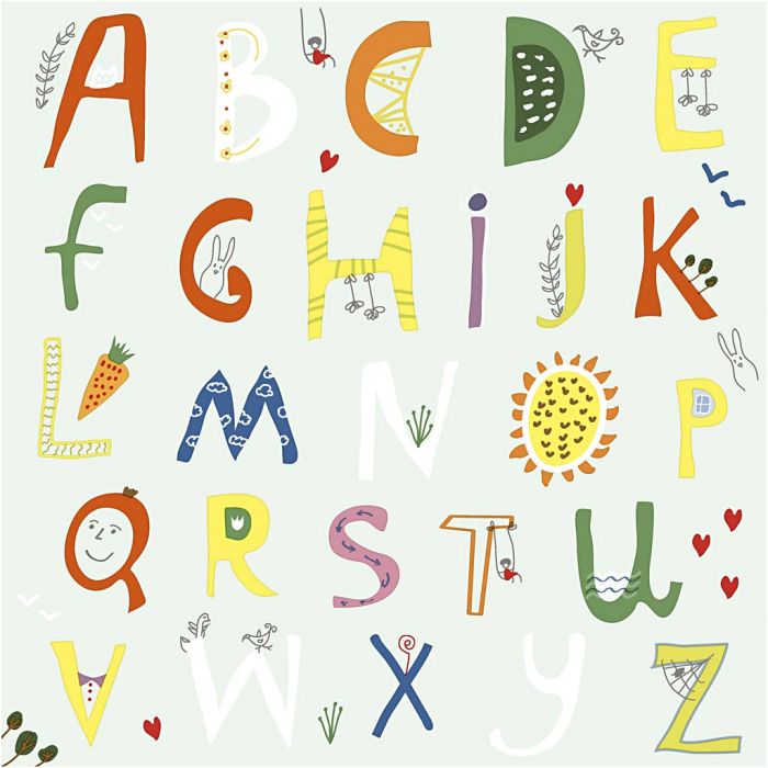 Serviettes de table, L'alphabet, dim. 33x33 cm, 20 pièces/ 1 Pq.